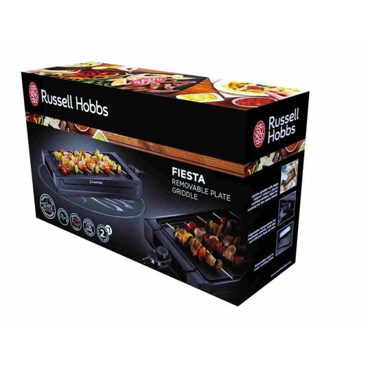 Plancha - RUSSELL HOBBS - Fiesta - 22550-56 - 2400 W - Surface de cuisson : 45 x 25 cm - RÈservoir jus amovible - Noir