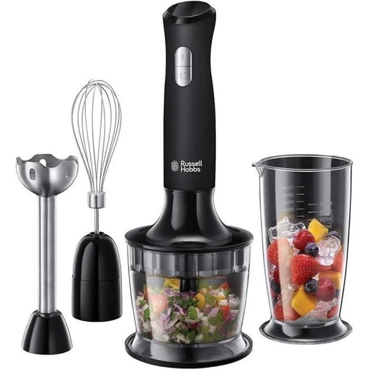 Mixeur plongeant 3 en 1 mixeur/hachoir/fouet - RUSSEL HOBBS - Desire Matte Charcoal -  500 W - 2 vitesses + Pulse - Noir